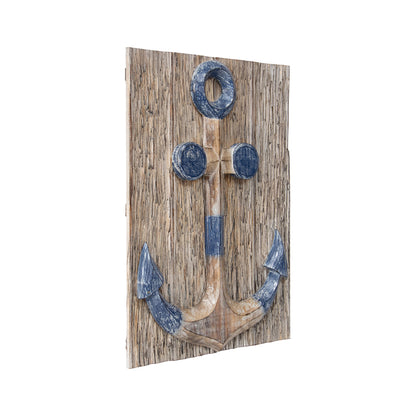 Hand-Carved Anchor Plaque Wall Art 40x60cm