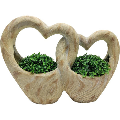 Double Heart Planter w Hole + Plug 49cm