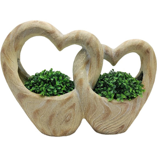 Double Heart Planter w Hole + Plug 49cm