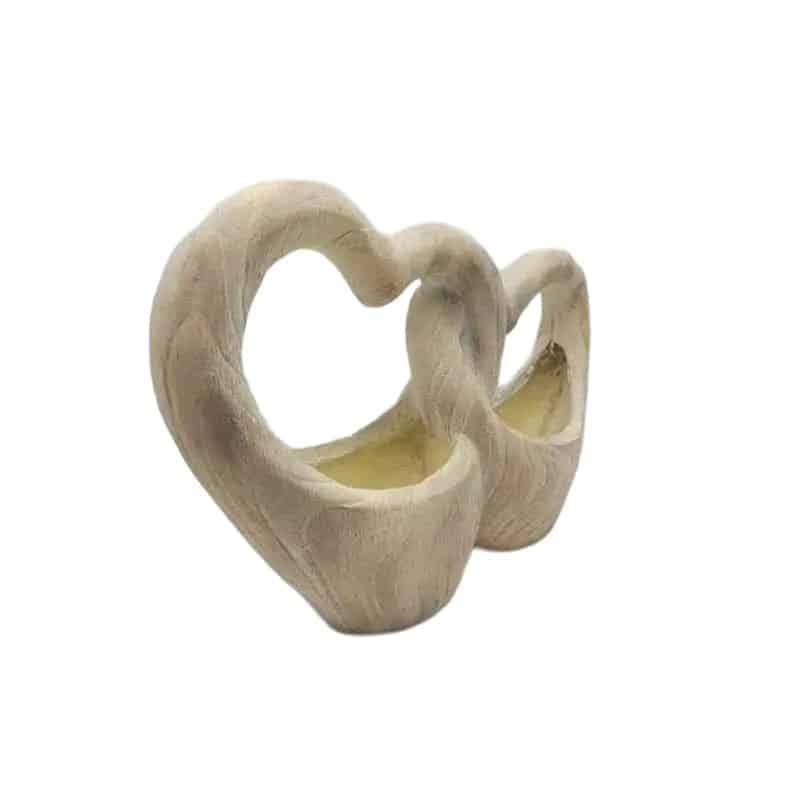 Double Heart Planter w Hole + Plug 49cm