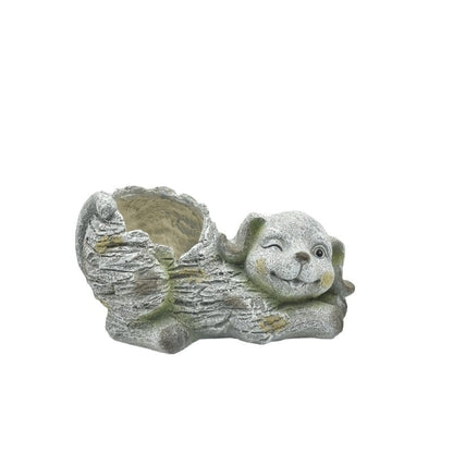 Winking Dog Planter w Hole + Plug 36cm