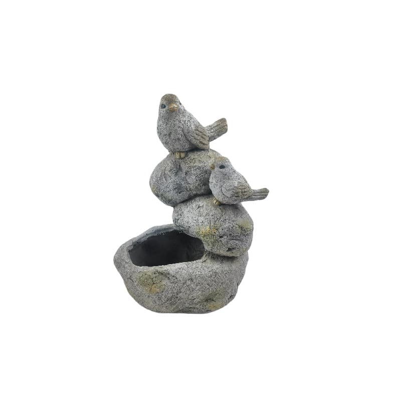Perched Birds On Stones Planter w Hole + Plug 40cm