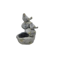 Perched Birds On Stones Planter w Hole + Plug 40cm