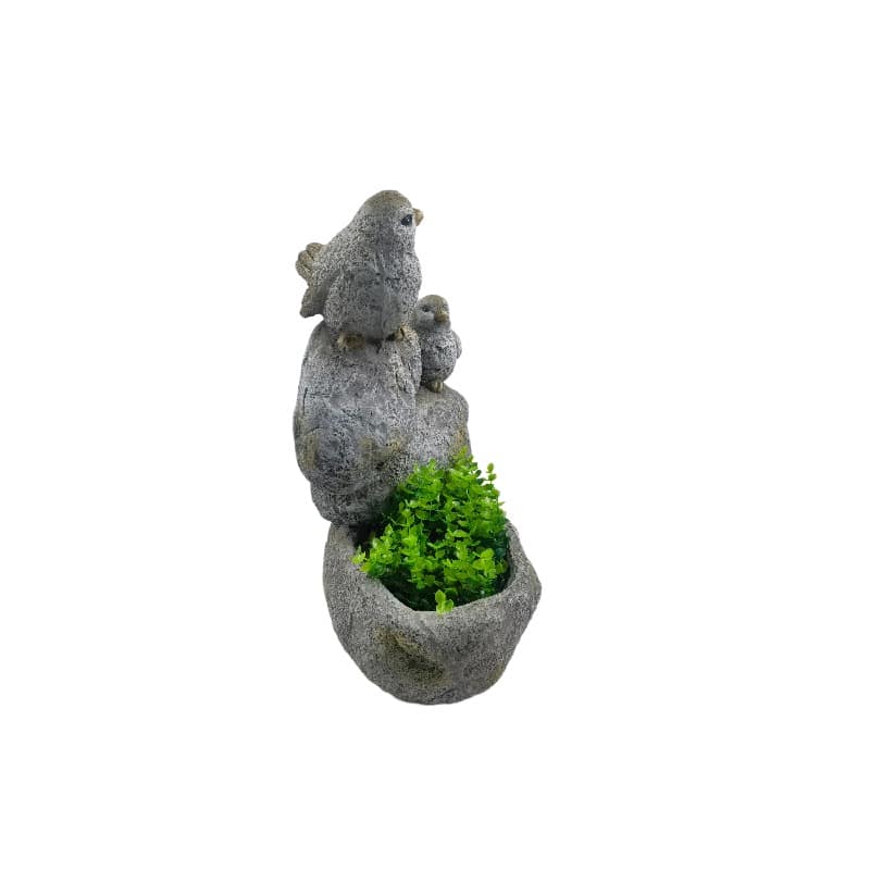 Perched Birds On Stones Planter w Hole + Plug 40cm