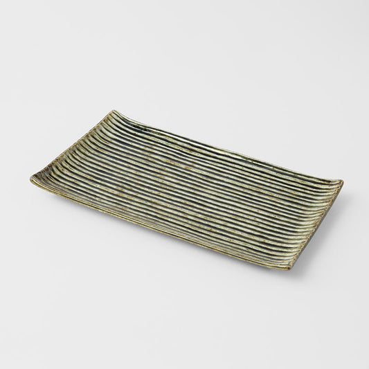 Sushi Plate 24cm Green Contour Glaze