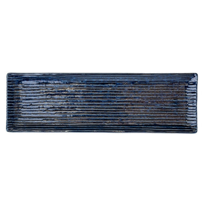 Sashimi Plate 33.2cm Blue Contour Glaze