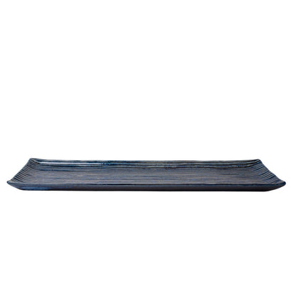 Sashimi Plate 33.2cm Blue Contour Glaze