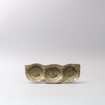 Edamame Triple Pod Dish Green Glaze
