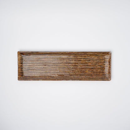 Sashimi Plate 33.2cm Amber Contour Glaze