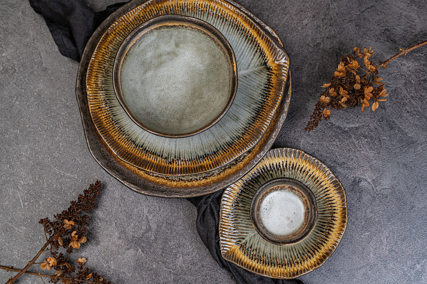 Bowl Organic 14.5cm Akane Grey Glaze
