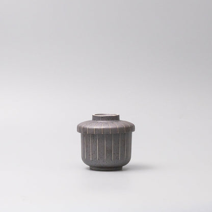 Cup Chawanmushi 170ml Matt Black Stripe Glaze