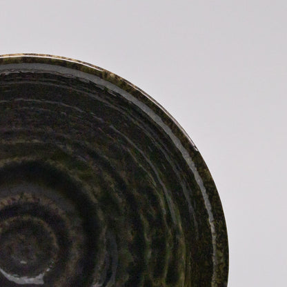 Bowl 15.5cm Shinogi Moss Black Glaze