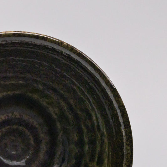 Bowl 15.5cm Shinogi Moss Black Glaze