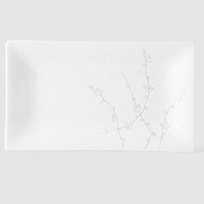 Platter Rectangular 33cm White Blossom Glaze