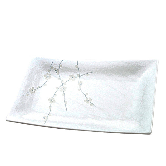 Platter Rectangular 33cm White Blossom Glaze