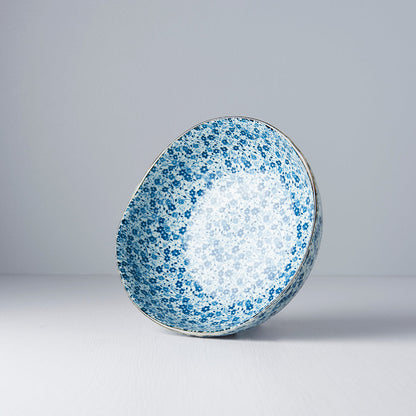 Bowl Organic Shape 20cm Blue Daisy Glaze