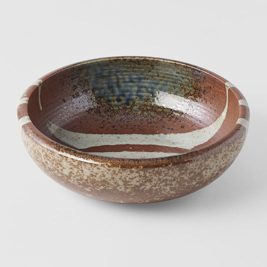 Bowl Thick Edge 24cm Striped Earth Glaze
