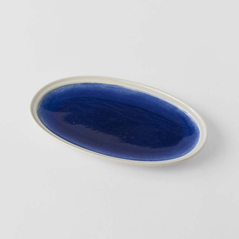 Plate Oval 22cm Ocean Blue Glaze