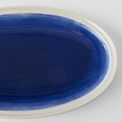 Plate Oval 22cm Ocean Blue Glaze