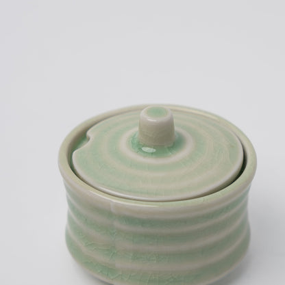 Sugar Pot 5.3cm Ribbed Celadon Glaze