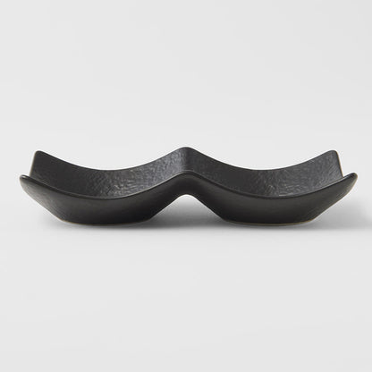 Two Section Sauce Dish Matt Black Glaze