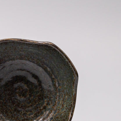 Bowl with Handle 13cm Navy Speckle Glaze
