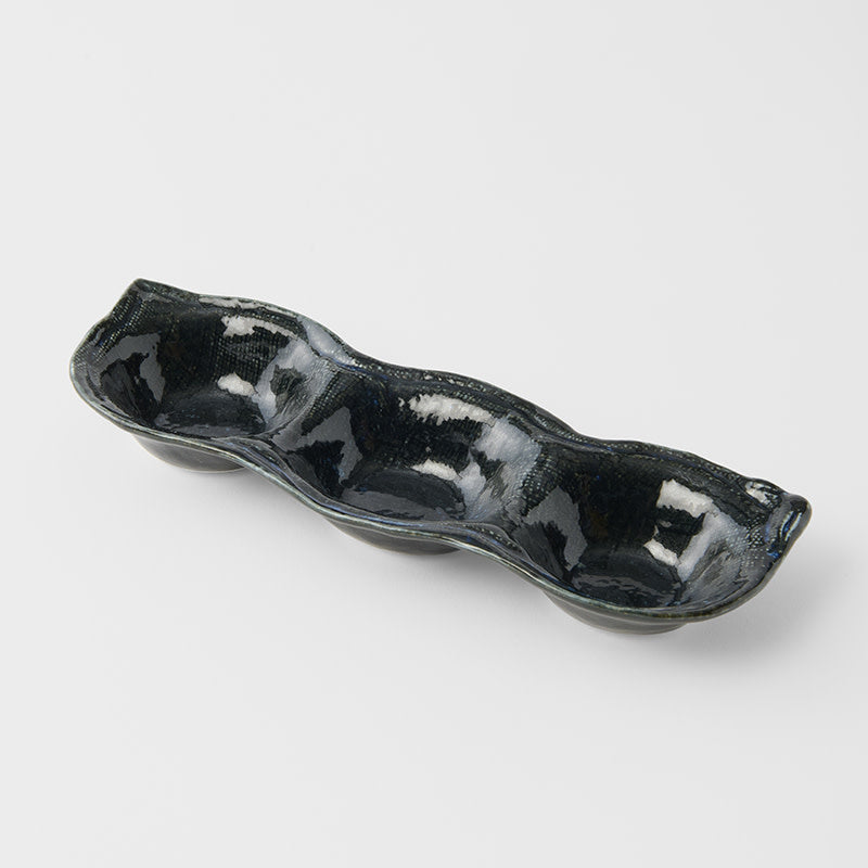 Edamame Triple Pod Dish 200ml Indigo Blue