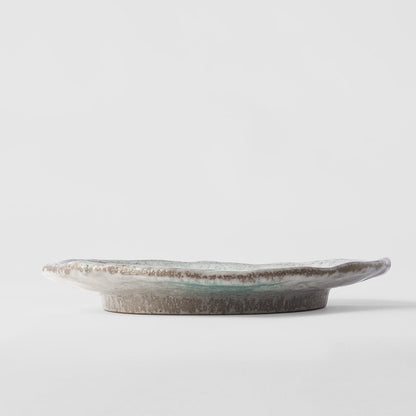 Plate Oval 25cm Aqua Splash Glaze