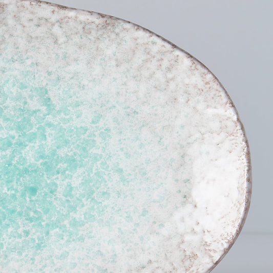 Plate Oval 24x17cm Aqua Splash Glaze