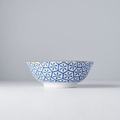 Bowl 19cm Indigo Ikat Hexagon Flower Design