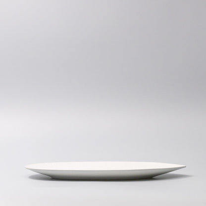 Plate Oval 31.5cm Snow Leaf Glaze