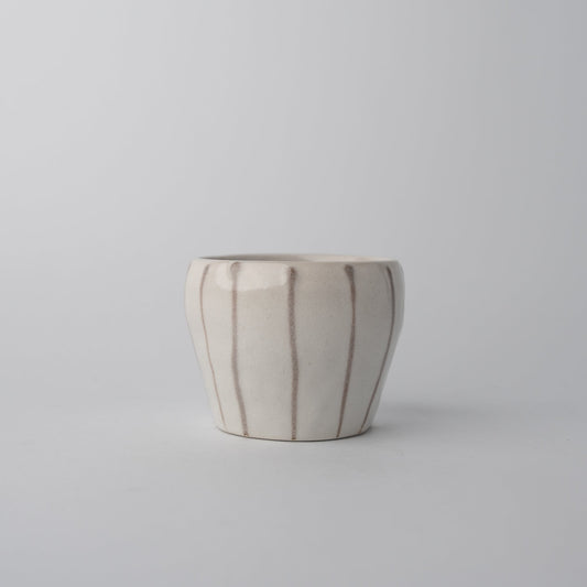 Cup 8cm 160ml Cream Grey Stripe Design