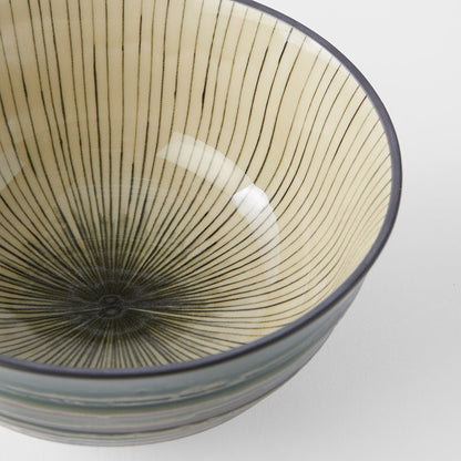 Udon Bowl Fluted 17cm Green Converging Line Glaze
