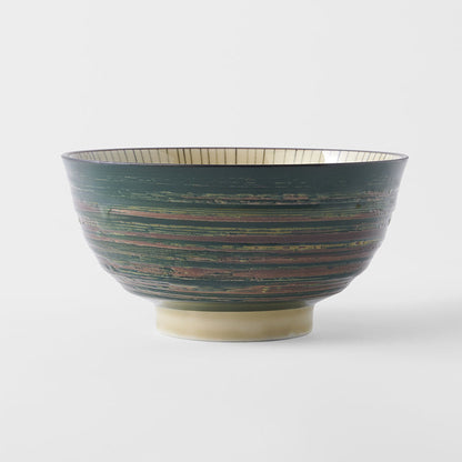 Udon Bowl Fluted 17cm Green Converging Line Glaze