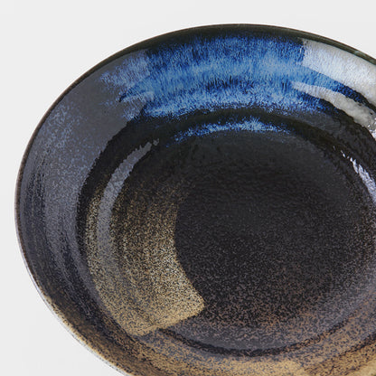 Pasta Bowl Flat 23cm Gold Brushstroke Glaze