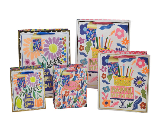 bulk 24 Large Vigorous Flowers Gift Bag Assort 32cm