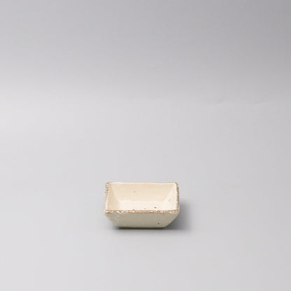 Sauce Dish Square 9cm Natural with Brown Edge