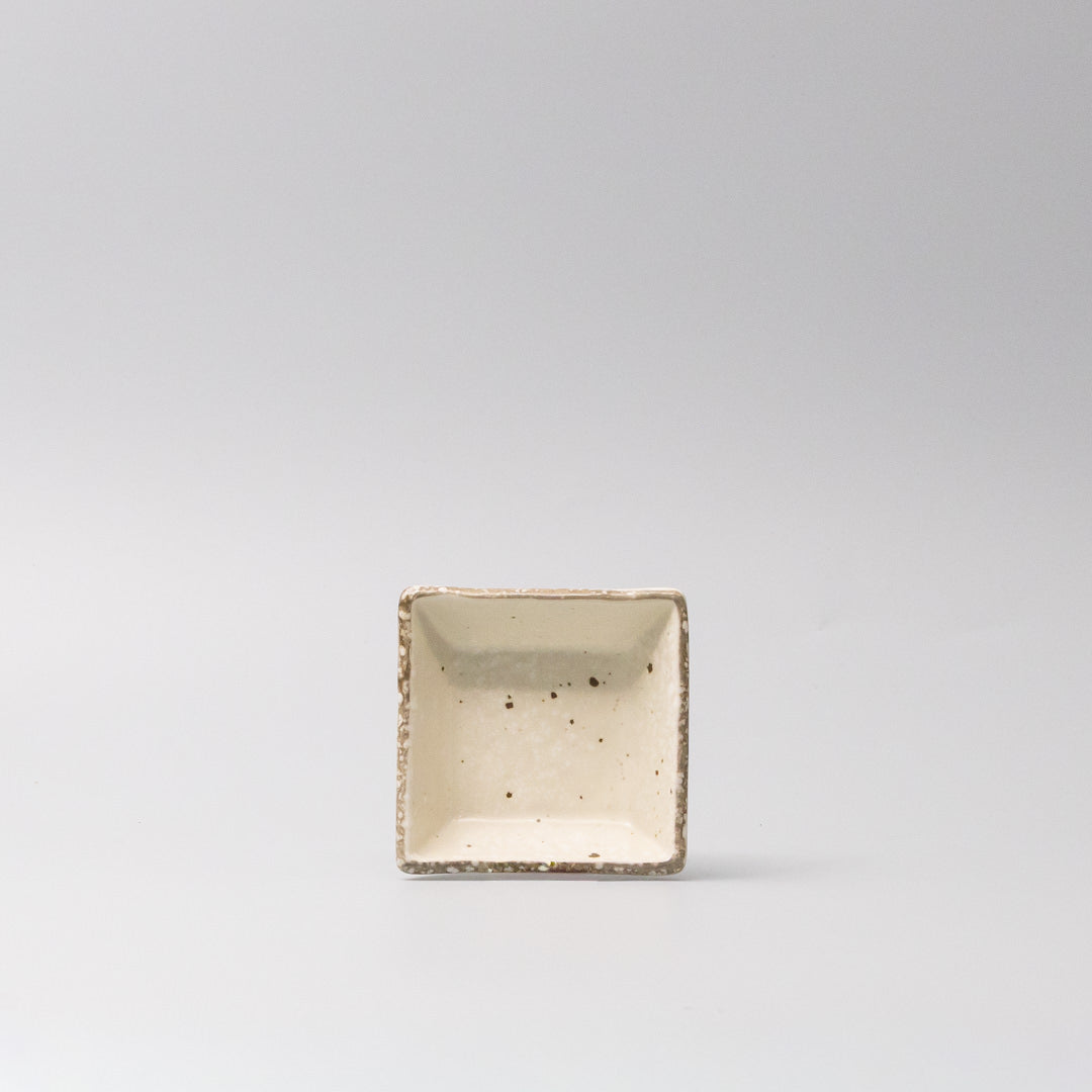 Sauce Dish Square 9cm Natural with Brown Edge