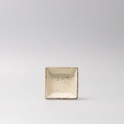 Sauce Dish Square 9cm Natural with Brown Edge