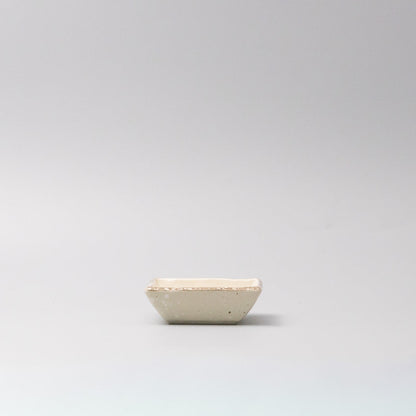 Sauce Dish Square 9cm Natural with Brown Edge