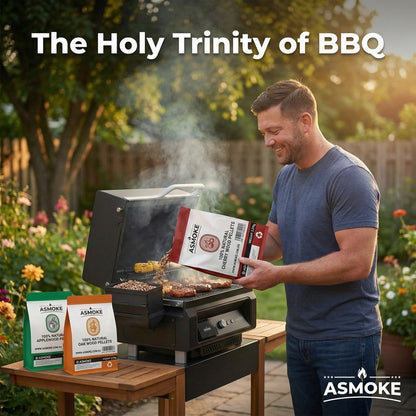 ASMOKE Essential Portable Smart Pellet Grill & Smoker + Assorted Flavors 20LBs (9kg) Premium Wood Pellets (Oak/Cherry/Apple)