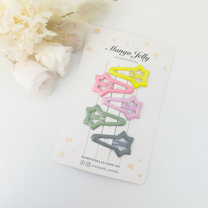 MANGO JELLY Butter Cream Hair Clips Collection - Candy Shooting Stars - One Pack