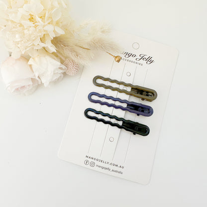 MANGO JELLY Gloss Glaze Wavy Hair Clips - Basic - Twin Pack