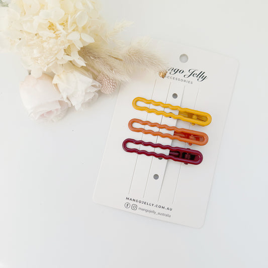 MANGO JELLY Gloss Glaze Wavy Hair Clips - Maple - One Pack