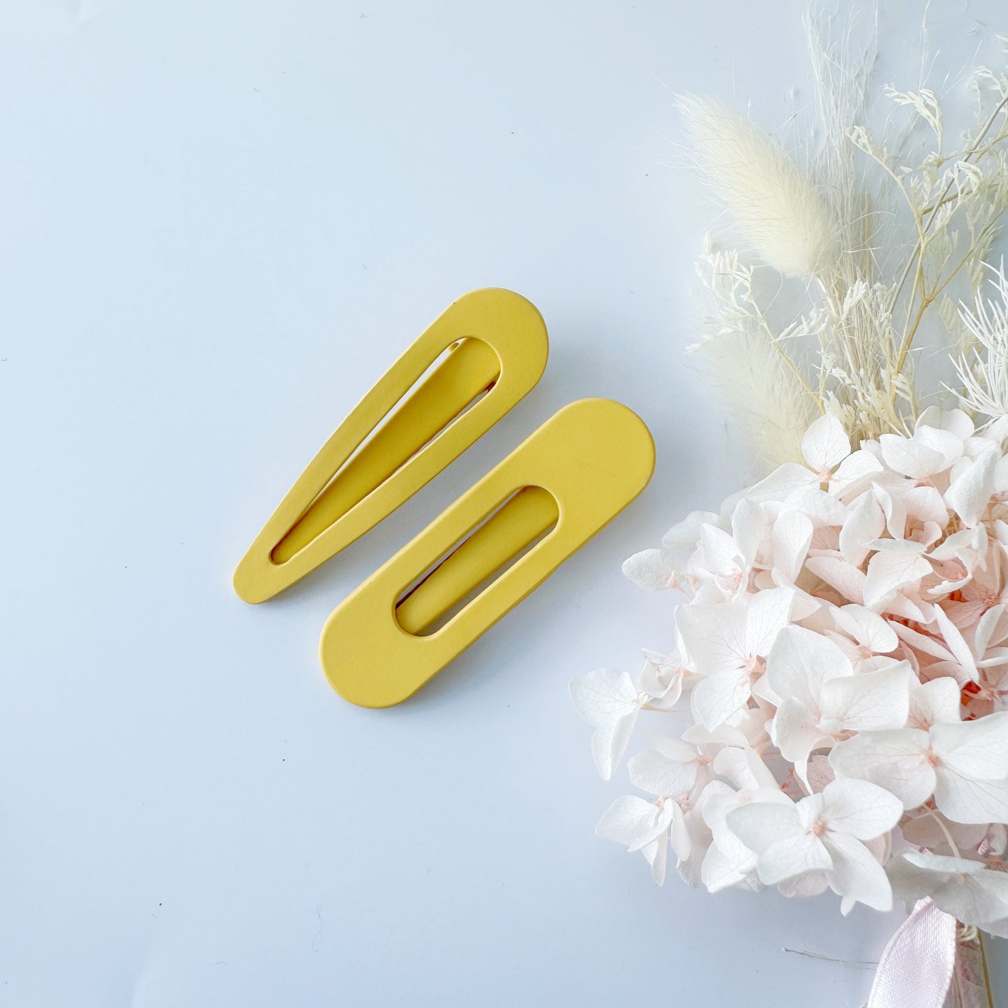 MANGO JELLY Large Pastel Coated Hair Clips - Mustard - Twin Pack