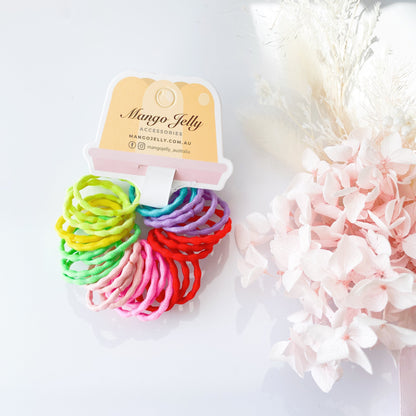 MANGO JELLY Kids Hair Ties (3cm) - Silky Pop Mixed - Three Pack