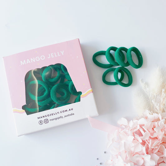 MANGO JELLY Metal Free Hair Ties (3cm) - School Colour Green 36P - One Pack