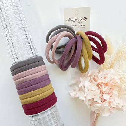 MANGO JELLY Metal Free Hair ties (4.5cm) - Blush Mixed 10P - One Pack