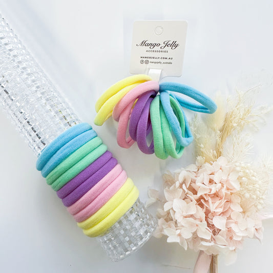 MANGO JELLY Metal Free Hair ties (4.5cm) - Pastel Mixed 10P - Twin Pack