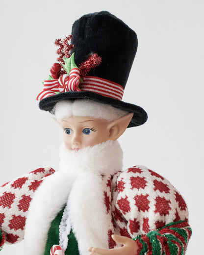 LUXURY CHRISTMAS CAROLLER ELF GREEN/RED 65CM